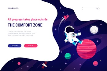 Landing page template of the universe Free Vector