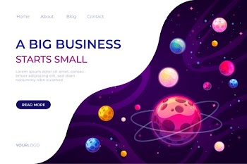 Landing page template of the universe Free Vector
