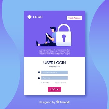 Landing page with lock log in form Free Vector