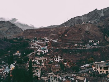 Landscape and House Under Grey Sky
