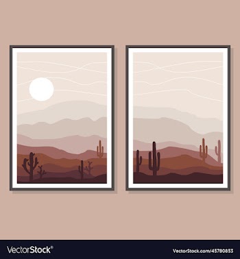 landscape art boho template
