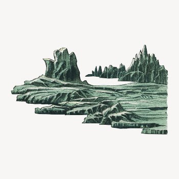 Landscape collage element, hand drawn | Free PSD Illustration - rawpixel