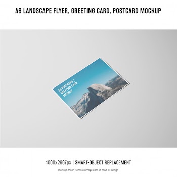 Landscape flyer, postcard, greeting card mockup Free Psd