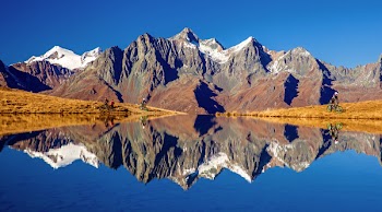 Landscape of Brown Mountain and Lake
