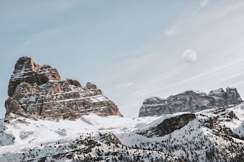 landscape of mountain with snow