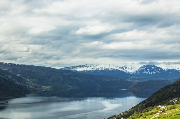 Landscape of River Near the Mountains