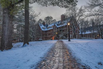 landscape photo of house with snow