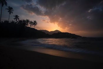 landscape photo of seashore at sunset