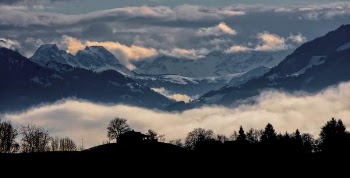 landscape photography of grey mountains