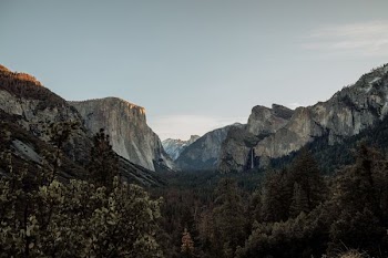 landscape photography of mountain under gray sky