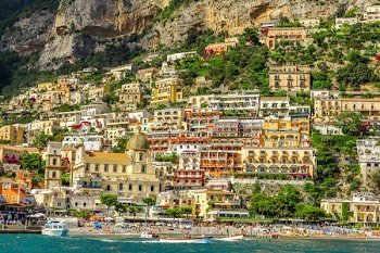 landscape photography of village on cliff