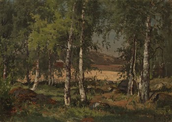 Landscape with birch grove and | Free Photo - rawpixel