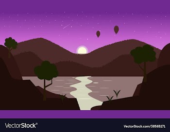 landscape with mountains and moon