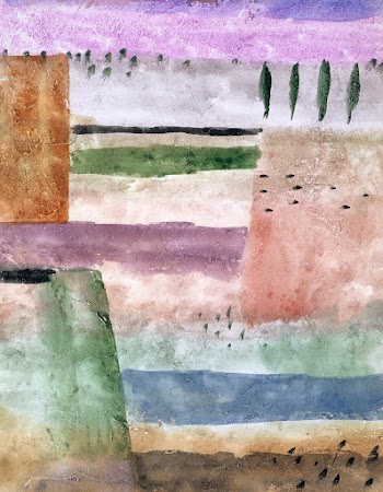 Landscape with Poplars (1929) painting in… | Free public domain illustration