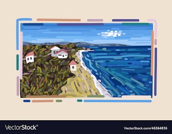 landscape with simple frame seashore summertime