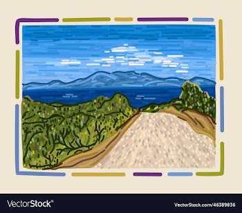 landscape with simple frame seashore summertime