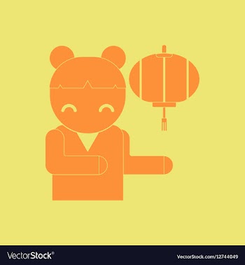 Lantern and east girl of vector image