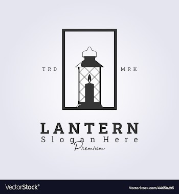 lantern candle badge silhouette logo retro