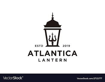 Lantern post with trident logo design vector image