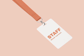 Lanyard ID badge mockup, orange | Free PSD Mockup - rawpixel