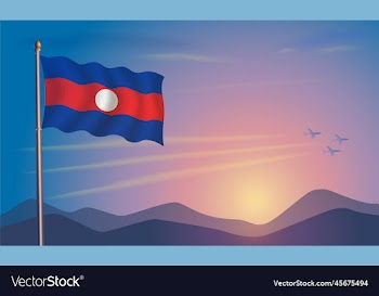 laos flag in the morning sun