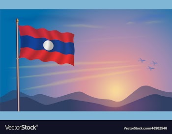 laos flag in the morning sun