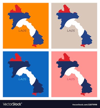 Laos flag map vector image