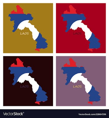 Laos flag map vector image
