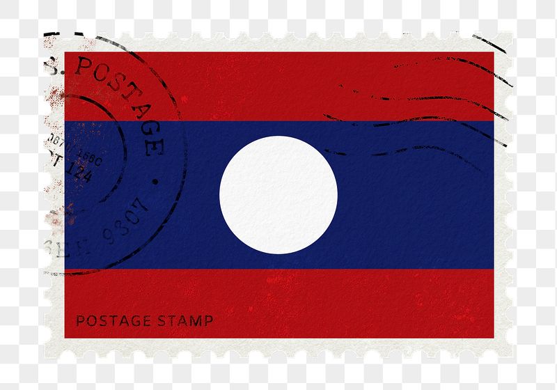 Laos flag png post stamp | Free PNG - rawpixel