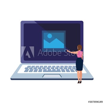 Laptop and woman design