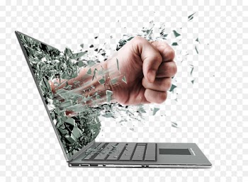 Laptop Computer monitor Crash Computer repair technician - Broken laptop screen advertising 
