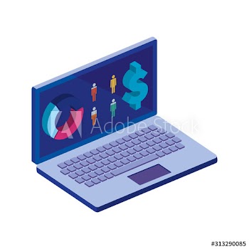 laptop computer with infographics design