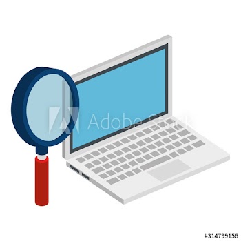 laptop computer with magnifying glass design