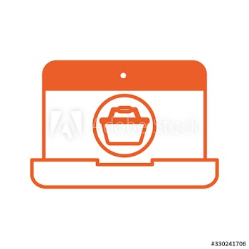 laptop computer with shopping basket ecommerce