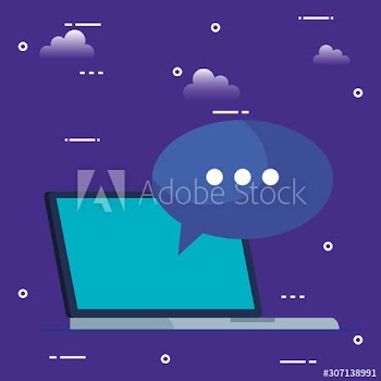 laptop computer with speech bubble design