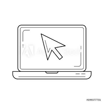 Laptop cursor vector line icon isolated on white background