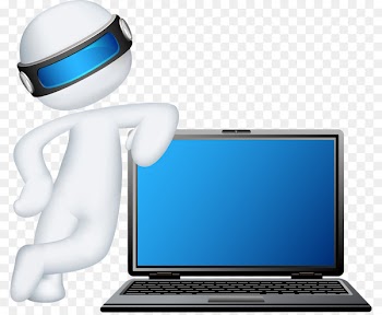 Laptop Dell Computer repair technician Installation - 3D vector people with laptop 