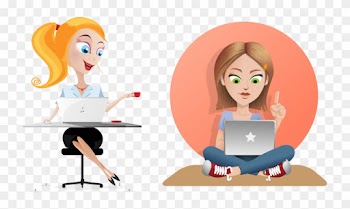 Laptop Girl Clip Art - Girl With Laptop Vector