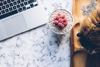 Laptop on Marble Countertop