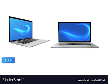 laptop realistic computer silver color isolated