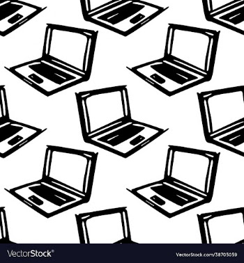 laptop seamless pattern black and white