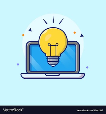 laptop with lamp cartoon