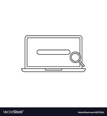 laptop with magnifying glass outline icon