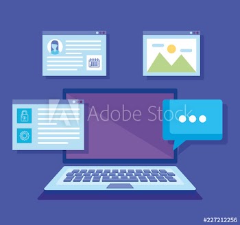 laptop with social media icons
