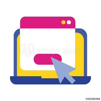 laptop with webpage template flat style