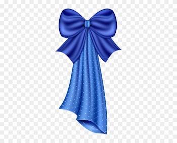 Large Blue Dotty Bow Clipart - Border Frame Ribbon
