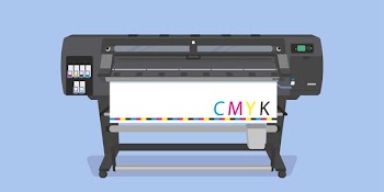  Large-format full-color latex printer plotter flat vector illustration