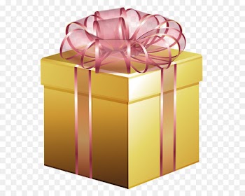 Large Gold Gift Box with Pink Bow 
