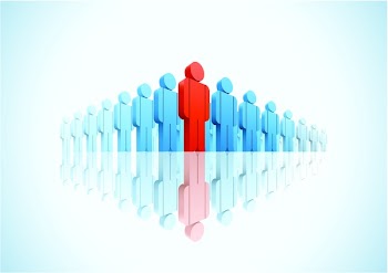 Large group. 3d vector group of people illustration