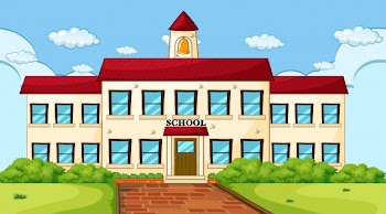 Large school building scene Free Vector